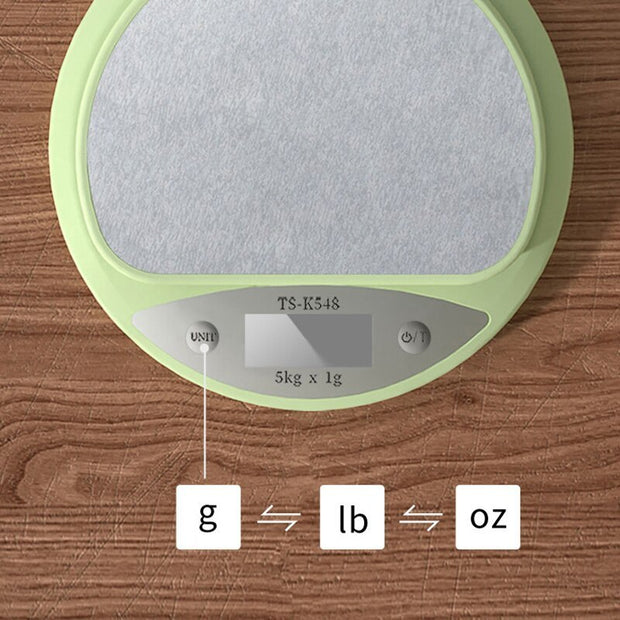 Balance de cuisine numérique de 5 kg, poids en grammes, précision, verte, électronique, LCD, pour la cuisson des aliments, portable