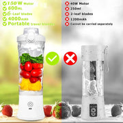 Mixeur portable 600 ml, presse-agrumes électrique, mixeur de fruits, 4 000 mAh, rechargeable par USB, mini mixeur pour smoothies, presse-agrumes personnel, couleur