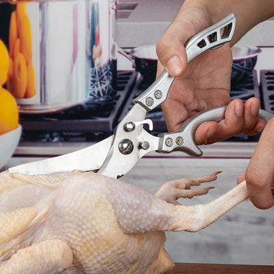 Ciseaux de cuisine multifonctions en acier inoxydable, couteau pour couper les os de poulet, la viande, les fruits, le poisson, les écailles et le nettoyage