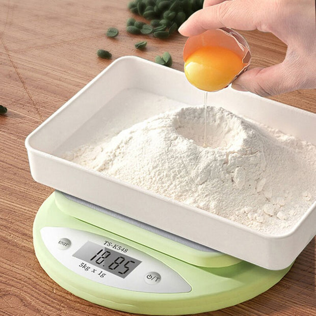 Balance de cuisine numérique de 5 kg, poids en grammes, précision, verte, électronique, LCD, pour la cuisson des aliments, portable