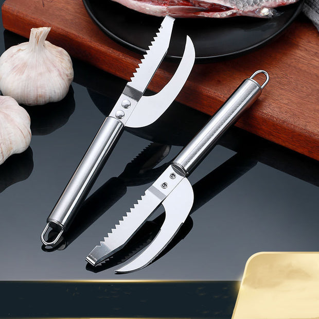 Grattoir à poisson multifonction 3 en 1 en acier inoxydable pour la cuisine