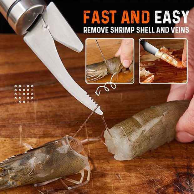 Écailleur de crevettes multifonctionnel en acier inoxydable, ligne de crevettes, couteau à gueule de poisson, coupe-poisson, ciseaux, écailles de poisson, gadget de cuisine, accessoires, outils, outils de cuisine créatifs