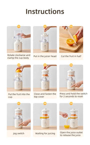Presse-agrumes électrique multifonction sans fil en acier, mixeur orange et citron, mini presse-fruits portable USB, presse-agrumes à pression pour la cuisine