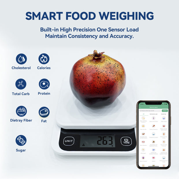 Balance de cuisine intelligente, balance nutritionnelle, balance de calories, balance de cuisson numérique avec application de calcul de nutrition