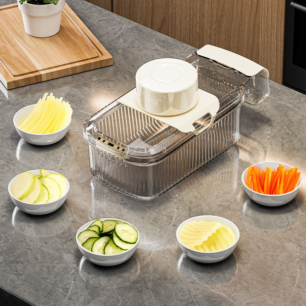 Coupe-légumes multifonction 2 en 1 pour couper et égoutter les légumes. Hachoir robuste et pratique. Gadget de cuisine.