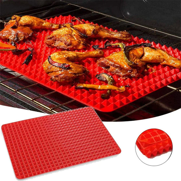 Tapis de cuisson pyramidal en silicone antiadhésif avec grille, polyvalent, résistant à la chaleur, pour four et barbecue, ustensiles de cuisine