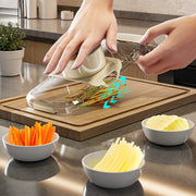 Coupe-légumes multifonction 2 en 1 pour couper et égoutter les légumes. Hachoir robuste et pratique. Gadget de cuisine.