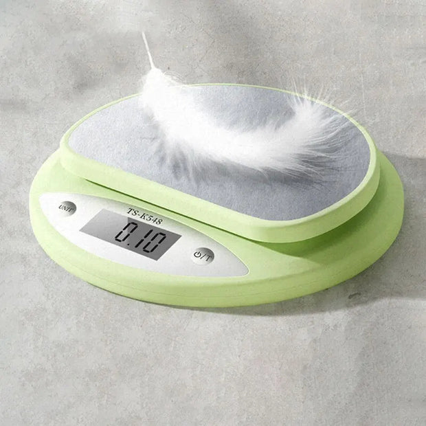 Balance de cuisine numérique de 5 kg, poids en grammes, précision, verte, électronique, LCD, pour la cuisson des aliments, portable