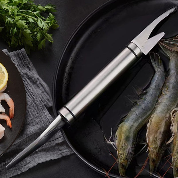 Écailleur de crevettes multifonctionnel en acier inoxydable, ligne de crevettes, couteau à gueule de poisson, coupe-poisson, ciseaux, écailles de poisson, gadget de cuisine, accessoires, outils, outils de cuisine créatifs