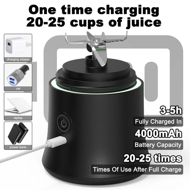 Mixeur portable 600 ml, presse-agrumes électrique, mixeur de fruits, 4 000 mAh, rechargeable par USB, mini mixeur pour smoothies, presse-agrumes personnel, couleur