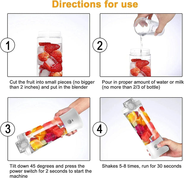Mixeur portable 600 ml, presse-agrumes électrique, mixeur de fruits, 4 000 mAh, rechargeable par USB, mini mixeur pour smoothies, presse-agrumes personnel, couleur