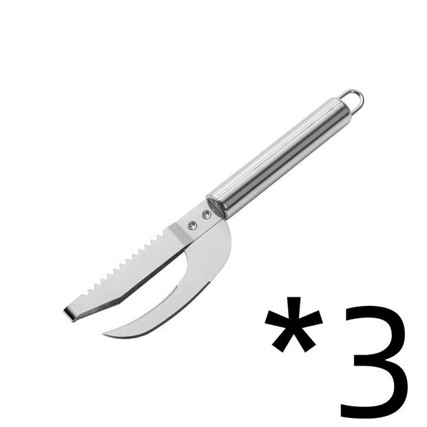 Grattoir à poisson multifonction 3 en 1 en acier inoxydable pour la cuisine